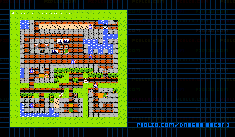 ガライの町のマップ画像 / FC版ドラゴンクエストI攻略 ─ pidlio.com