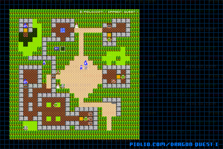 マイラの村のマップ画像 / FC版ドラゴンクエストI攻略 ─ pidlio.com