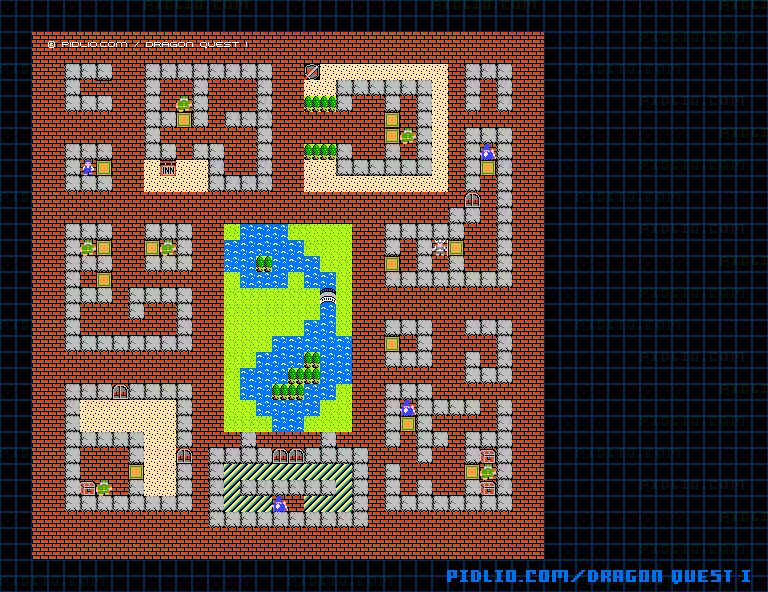 メルキドの町のマップ画像 ／ FC版ドラゴンクエストI攻略 ─ pidlio.com