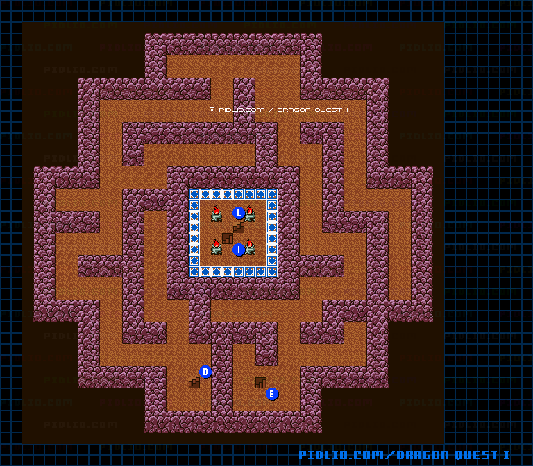 竜王の城B2のマップ画像 ／ GB版ドラゴンクエストI攻略 ─ pidlio.com