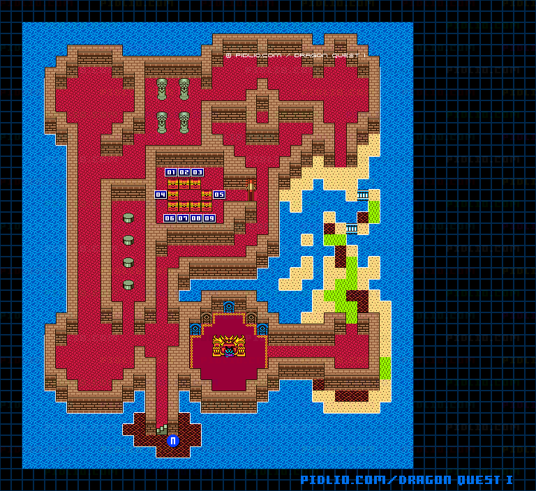 竜王の城B7のマップ画像 ／ GB版ドラゴンクエストI攻略 ─ pidlio.com