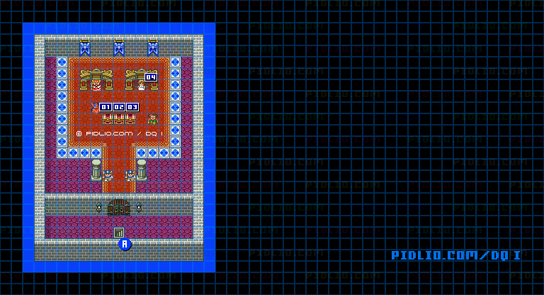 ラダトームの城2Fのマップ画像 ／ SFC版ドラゴンクエストI攻略 ─ pidlio.com