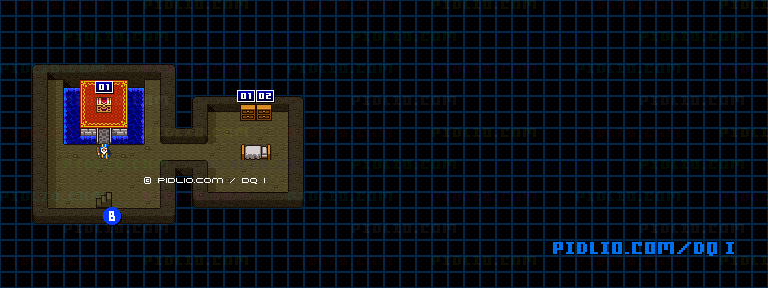 ラダトームの城B1のマップ画像 ／ SFC版ドラゴンクエストI攻略 ─ pidlio.com