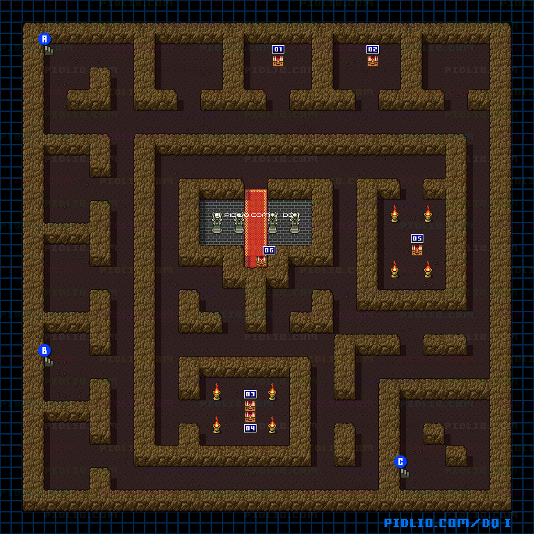 岩山の洞窟B2のマップ画像 / SFC版ドラゴンクエストI攻略 ─ pidlio.com