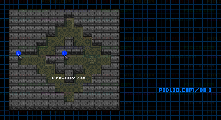 ガライの墓B4のマップ画像 ／ SFC版ドラゴンクエストI攻略 ─ pidlio.com