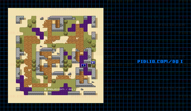 ドムドーラの町のマップ画像 ／ SFC版ドラゴンクエストI攻略 ─ pidlio.com