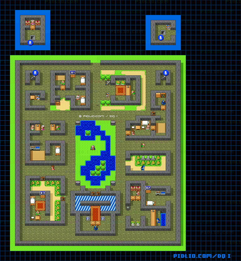 メルキドの町のマップ画像 / SFC版ドラゴンクエストI攻略 ─ pidlio.com