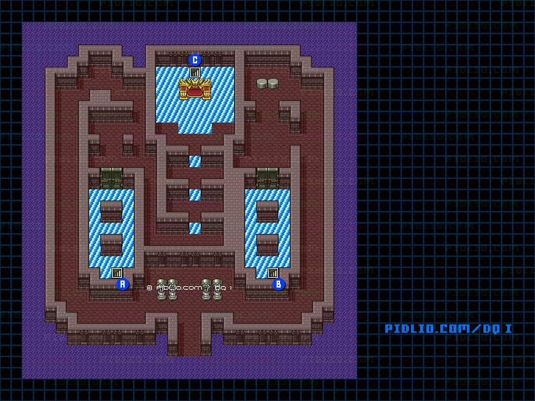 竜王の城1Fのマップ画像 ／ SFC版ドラゴンクエストI攻略 ─ pidlio.com