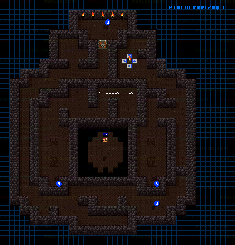 竜王の城B1のマップ画像 ／ SFC版ドラゴンクエストI攻略 ─ pidlio.com