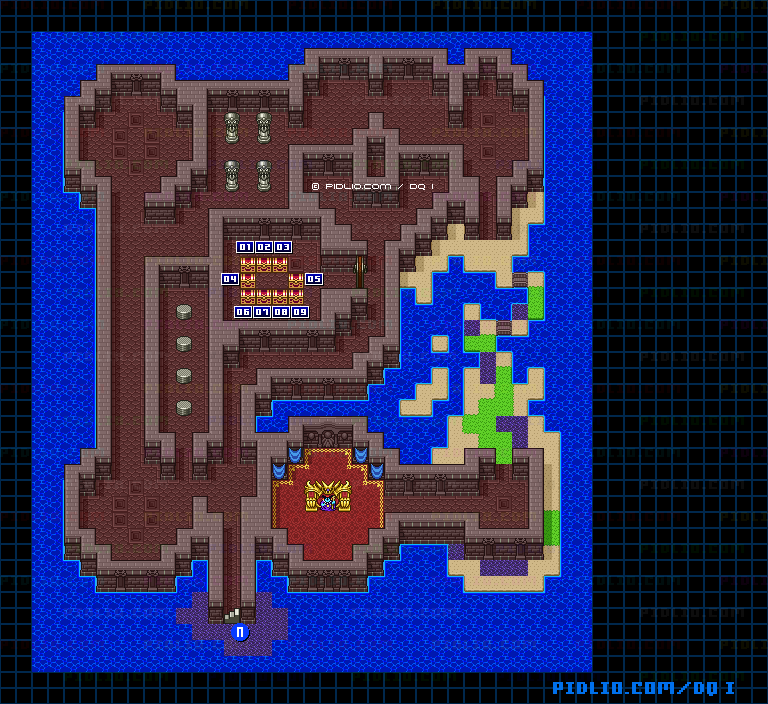 竜王の城B7のマップ画像 ／ SFC版ドラゴンクエストI攻略 ─ pidlio.com