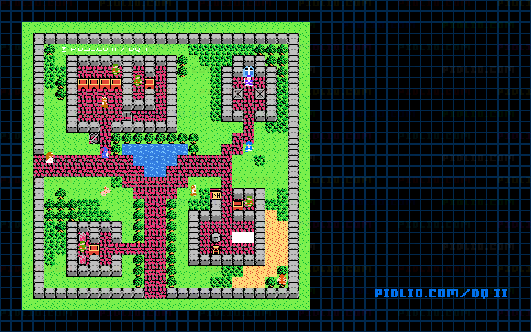 リリザの町のマップ画像 ／ FC版ドラゴンクエストII攻略 ─ pidlio.com