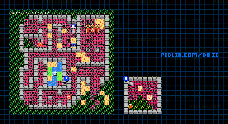 ムーンブルクの城のマップ画像 ／ FC版ドラゴンクエストII攻略 ─ pidlio.com