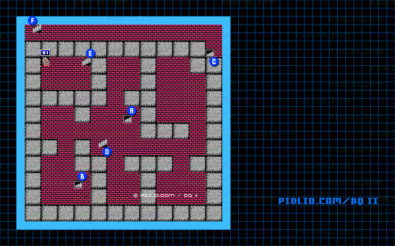 風の塔のマップ画像 ／ FC版ドラゴンクエストII攻略 ─ pidlio.com