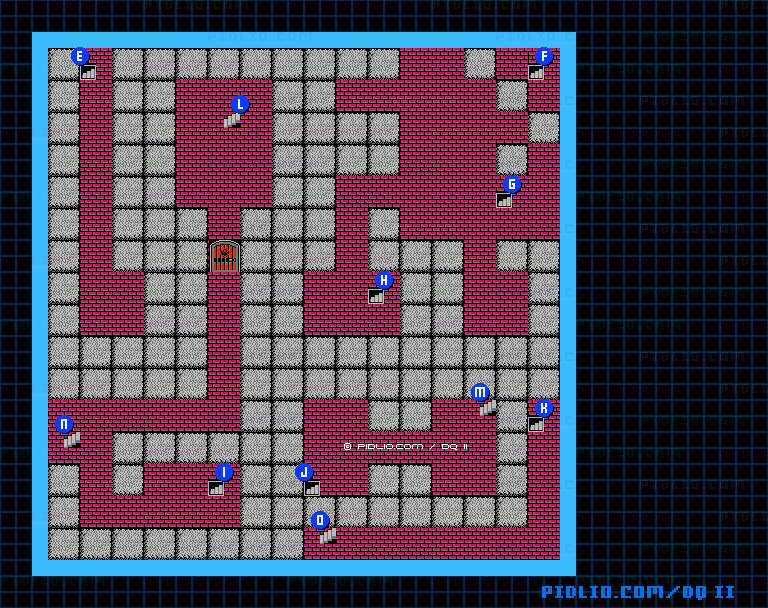 大灯台3Fのマップ画像 ／ FC版ドラゴンクエストII攻略 ─ pidlio.com