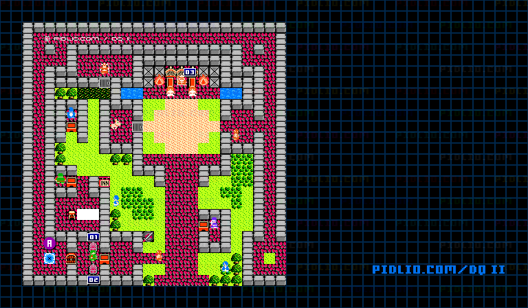 デルコンダルの城のマップ画像 ／ FC版ドラゴンクエストII攻略 ─ pidlio.com
