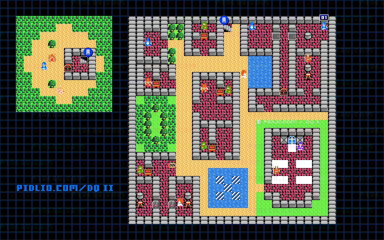 ペルポイの町のマップ画像 ／ FC版ドラゴンクエストII攻略 ─ pidlio.com