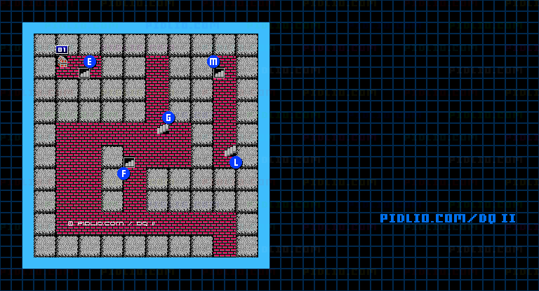 満月の塔3Fのマップ画像 ／ FC版ドラゴンクエストII攻略 ─ pidlio.com