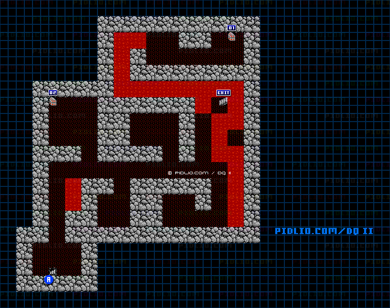 海底の洞窟B1のマップ画像 ／ FC版ドラゴンクエストII攻略 ─ pidlio.com