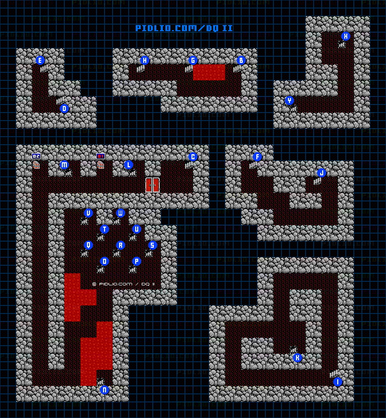 海底の洞窟B3のマップ画像 ／ FC版ドラゴンクエストII攻略 ─ pidlio.com