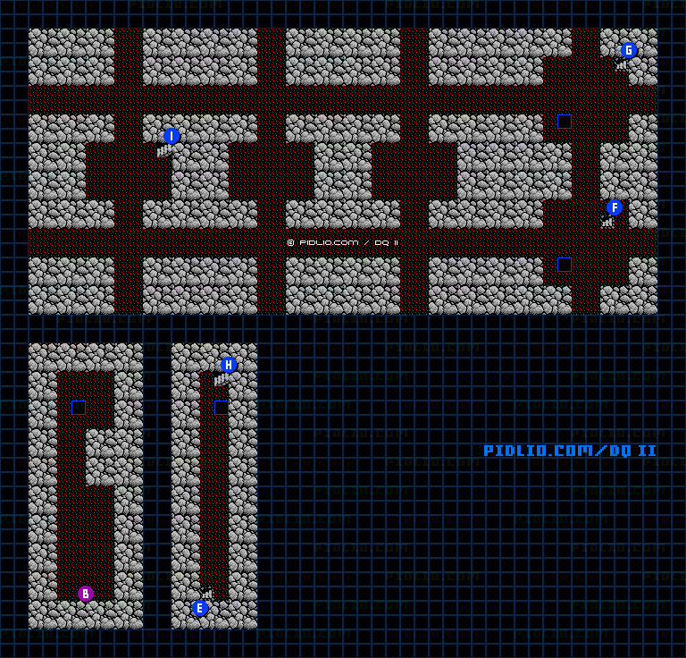 ロンダルキアの洞窟2Fのマップ画像 ／ FC版ドラゴンクエストII攻略 ─ pidlio.com