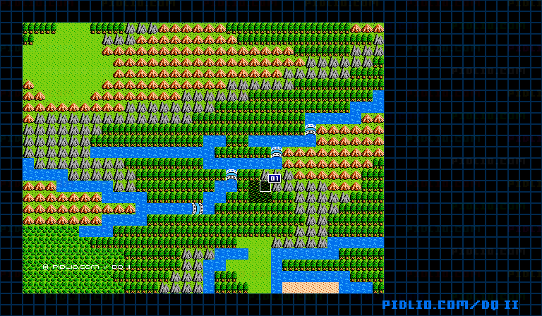 ムーンブルク東の毒沼のマップ画像 ／ FC版ドラゴンクエストII攻略 ─ pidlio.com