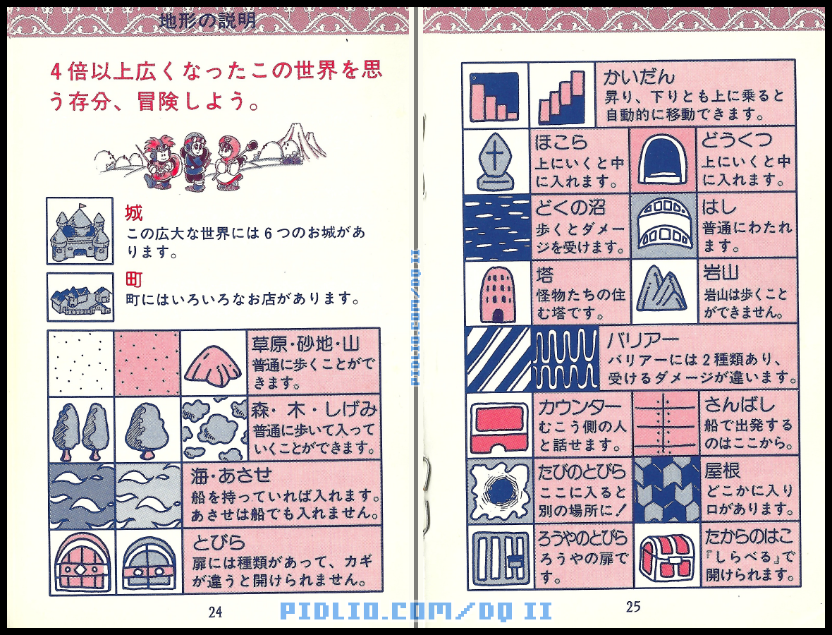 FC版ドラクエ2の説明書 P24-P25 ／ ドラゴンクエストII攻略