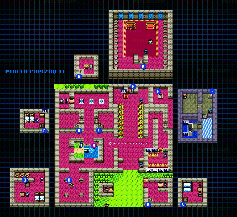 ローレシアの城のマップ画像 / GB版ドラゴンクエストII攻略 ─ pidlio.com