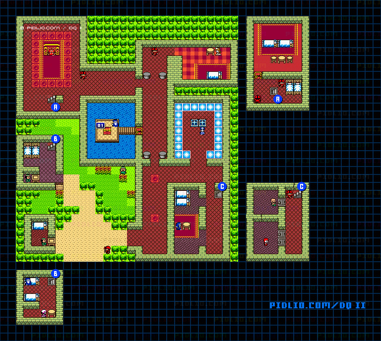 サマルトリアの城のマップ画像 / GB版ドラゴンクエストII攻略 ─ pidlio.com