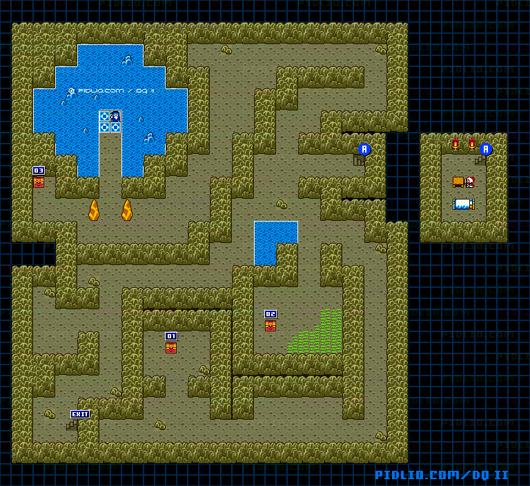 勇者の泉の洞窟のマップ画像 / GB版ドラゴンクエストII攻略 ─ pidlio.com
