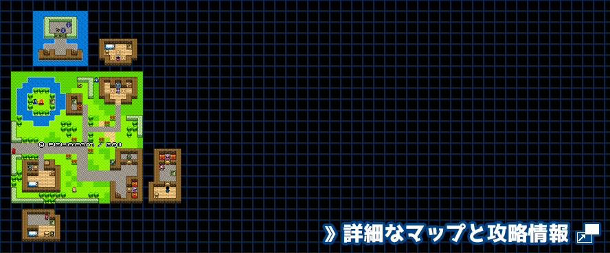 ムーンペタの町の簡易マップ画像 / GB版ドラゴンクエスト2攻略 ─ pidlio.com