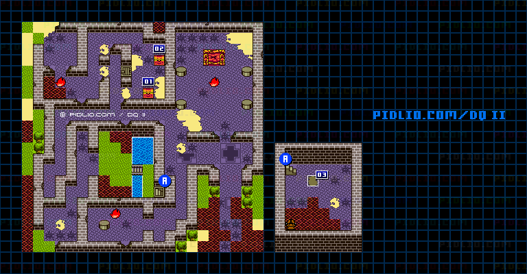 ムーンブルクの城のマップ画像 / GB版ドラゴンクエストII攻略 ─ pidlio.com