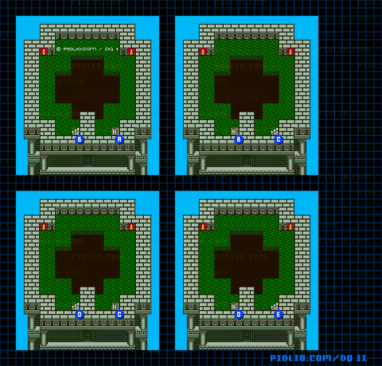 ドラゴンの角・南2F～5Fのマップ画像 ／ GB版ドラゴンクエストII攻略 ─ pidlio.com