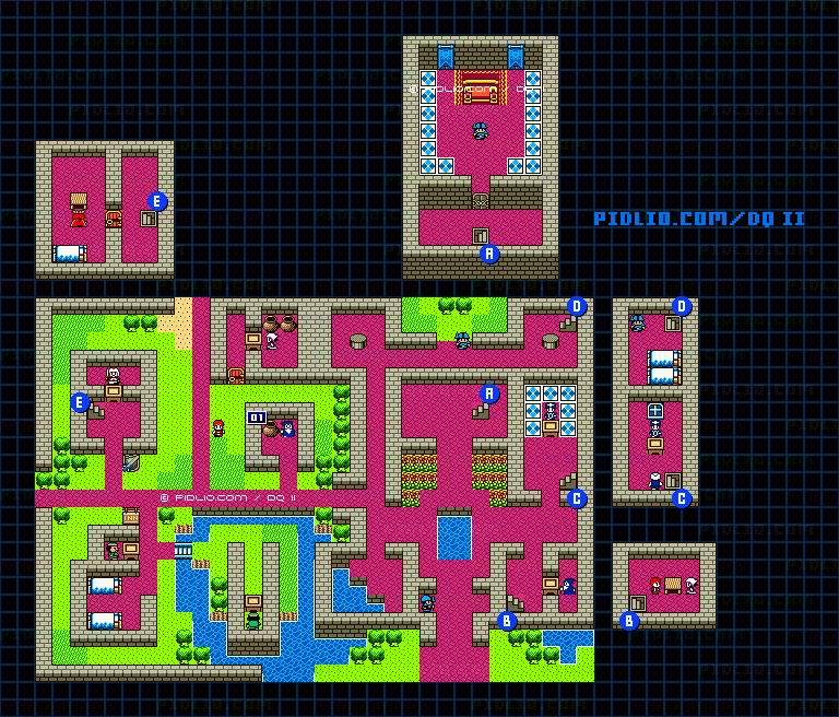 ラダトームの城のマップ画像 / GB版ドラゴンクエストII攻略 ─ pidlio.com