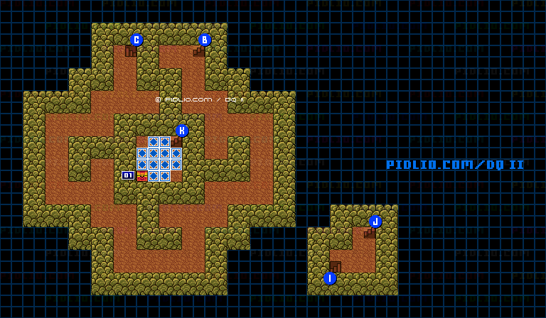 竜王の城B2のマップ画像 ／ GB版ドラゴンクエストII攻略 ─ pidlio.com