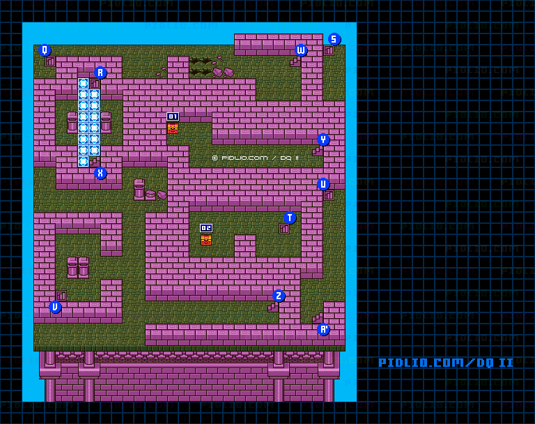 大灯台5Fのマップ画像 ／ GB版ドラゴンクエストII攻略 ─ pidlio.com