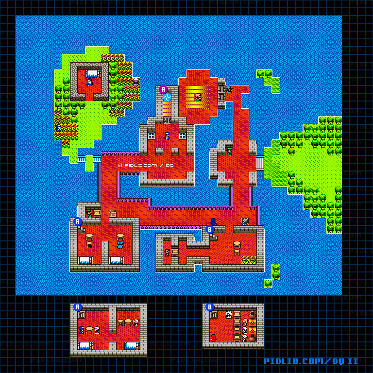 ベラヌールの町のマップ画像 / GB版ドラゴンクエストII攻略 ─ pidlio.com