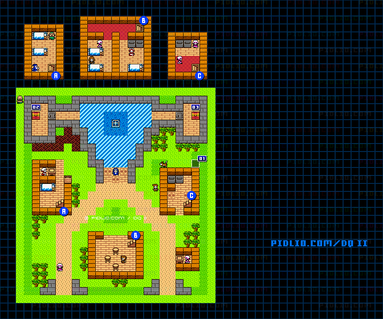 ザハンの町のマップ画像 / GB版ドラゴンクエストII攻略 ─ pidlio.com