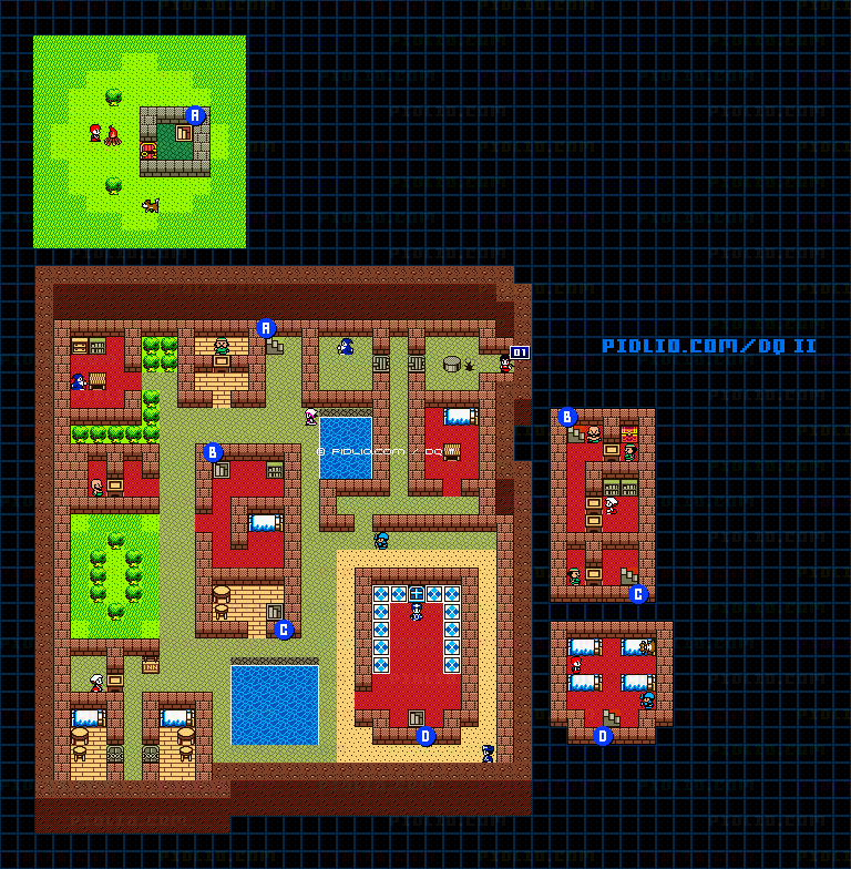 ペルポイの町のマップ画像 / GB版ドラゴンクエストII攻略 ─ pidlio.com