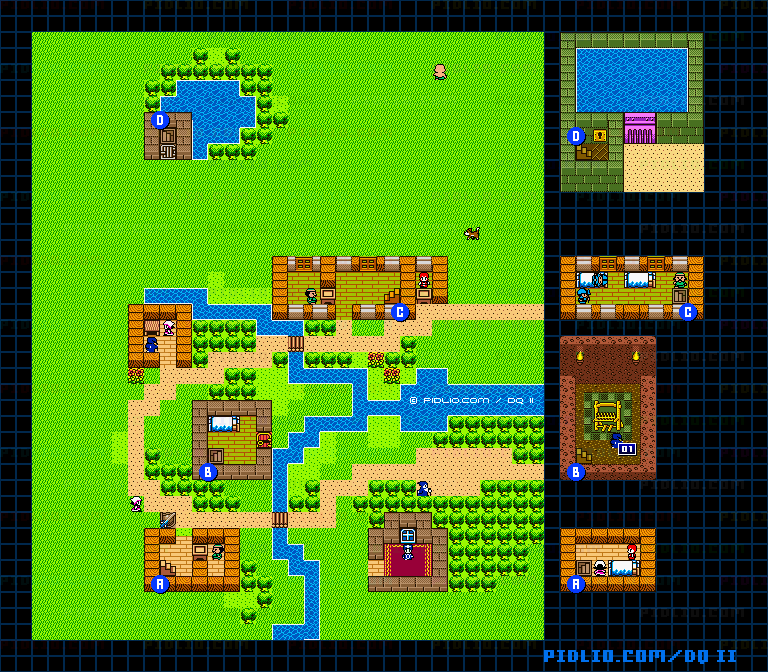 テパの村のマップ画像 / GB版ドラゴンクエストII攻略 ─ pidlio.com