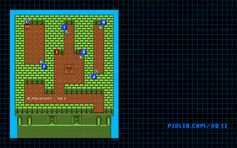 満月の塔3Fのマップ画像 ／ GB版ドラゴンクエストII攻略 ─ pidlio.com