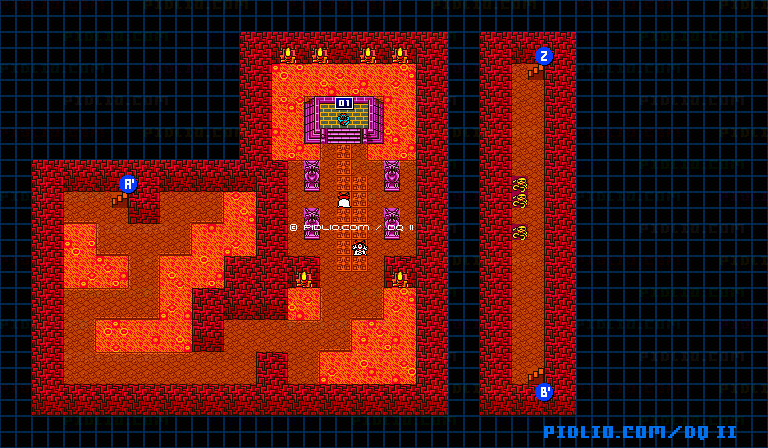 海底の洞窟B5のマップ画像 ／ GB版ドラゴンクエストII攻略 ─ pidlio.com