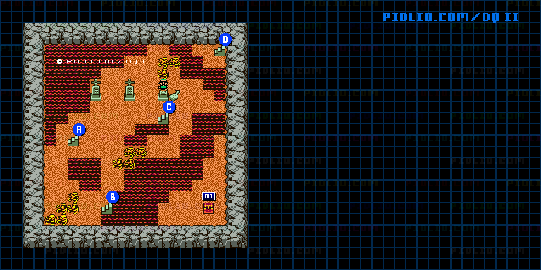 ロンダルキアの洞窟B1のマップ画像 ／ GB版ドラゴンクエストII攻略 ─ pidlio.com