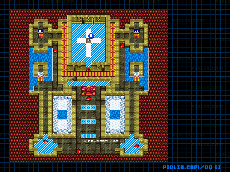 ハーゴンの神殿1Fのマップ画像 ／ GB版ドラゴンクエストII攻略 ─ pidlio.com