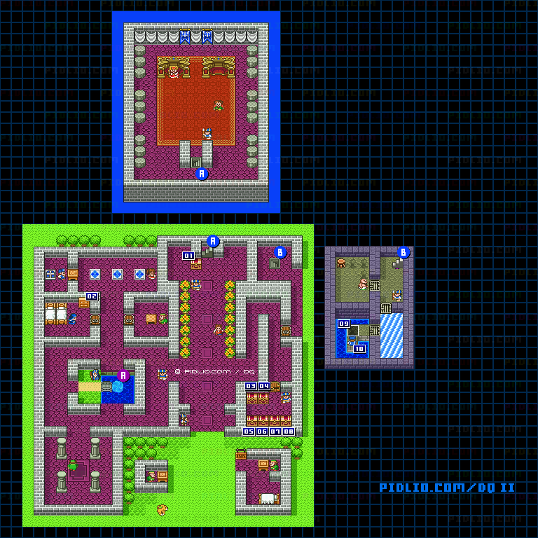 ローレシアの城のマップ画像 ／ SFC版ドラゴンクエストII攻略 ─ pidlio.com