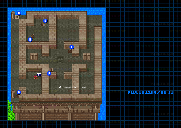 風の塔3Fのマップ画像 ／ SFC版ドラゴンクエストII攻略 ─ pidlio.com