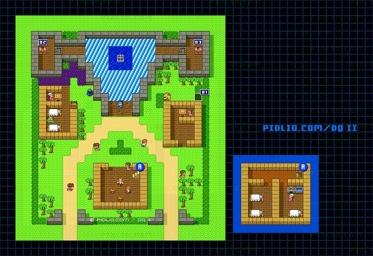 ザハンの町のマップ画像 ／ SFC版ドラゴンクエストII攻略 ─ pidlio.com