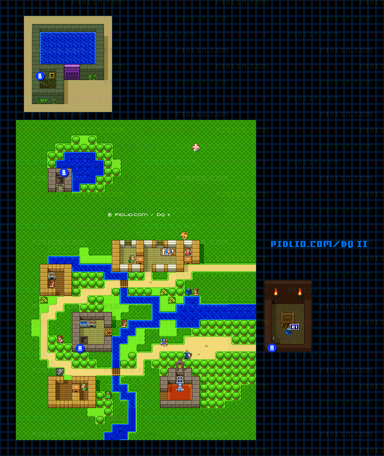 テパの村のマップ画像 ／ SFC版ドラゴンクエストII攻略 ─ pidlio.com