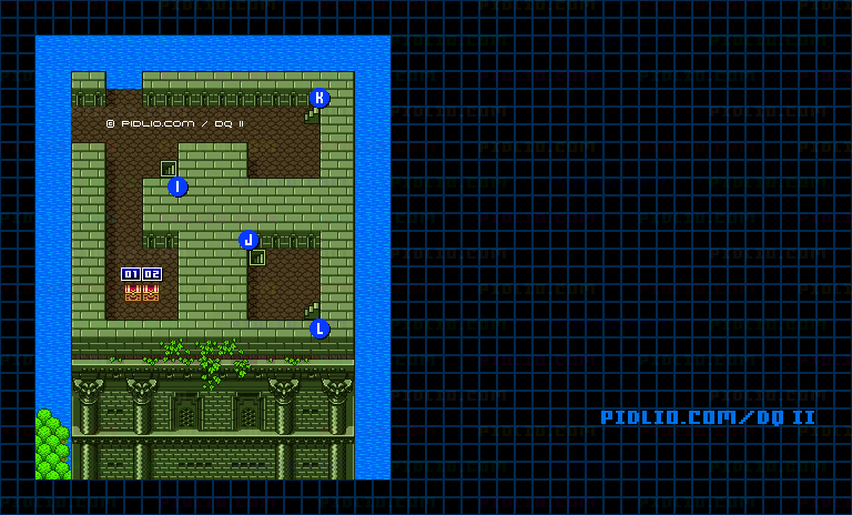 満月の塔4Fのマップ画像 ／ SFC版ドラゴンクエストII攻略 ─ pidlio.com
