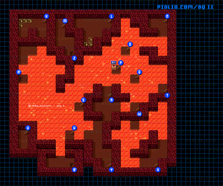 海底の洞窟B4のマップ画像 ／ SFC版ドラゴンクエストII攻略 ─ pidlio.com