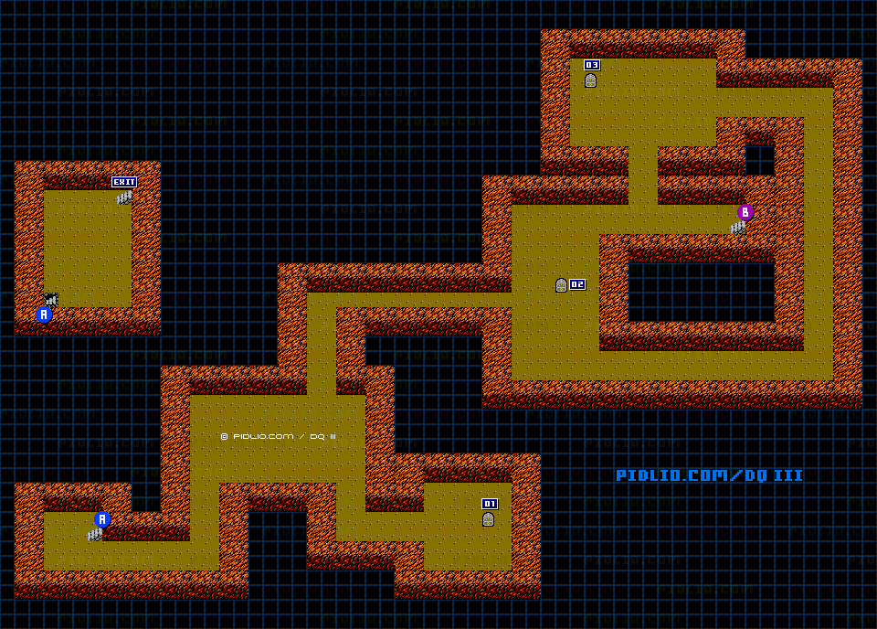 岬の洞窟のマップ画像 ／ FC版ドラゴンクエストIII攻略 ─ pidlio.com